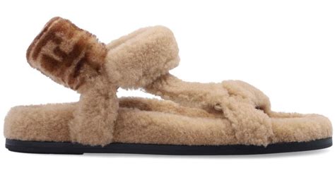 fendi beige shoes|fendi shearling sandals.